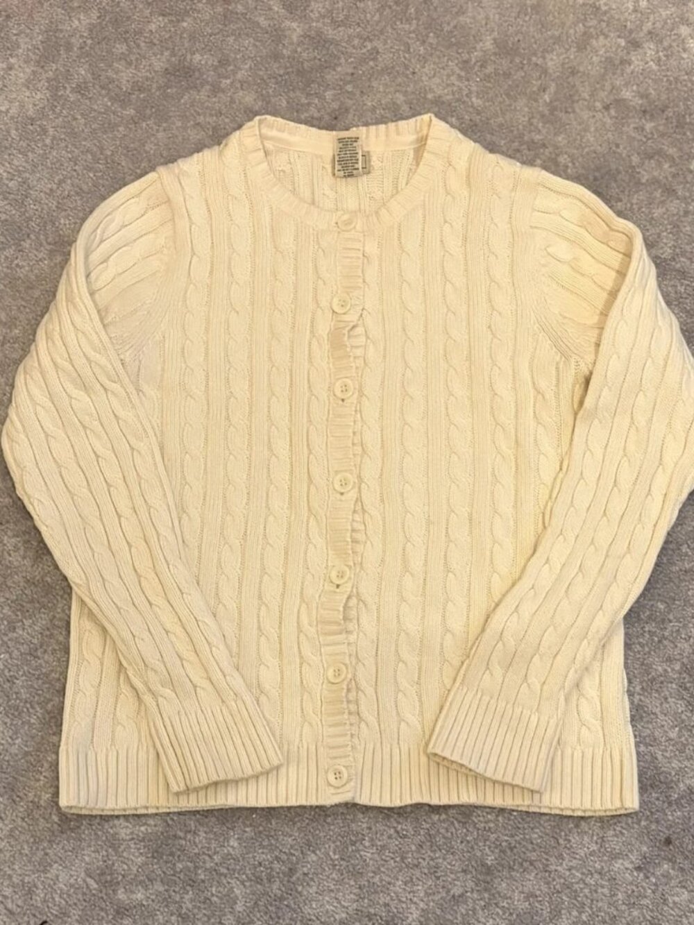 Women's Cream Cable Knit Button Cardigan Sweater Size M
